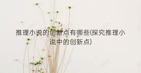 推理小说的创新点有哪些(探究推理小说中的创新点)