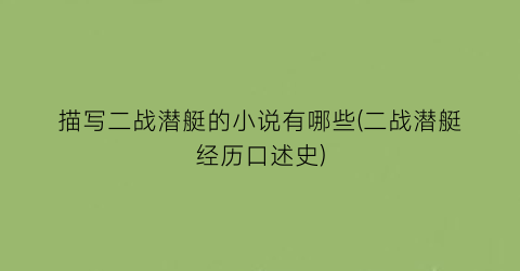 描写二战潜艇的小说有哪些(二战潜艇经历口述史)