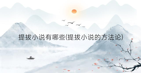 提拔小说有哪些(提拔小说的方法论)