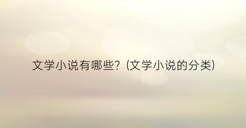 文学小说有哪些？(文学小说的分类)