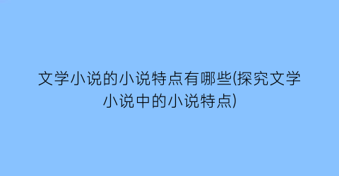 文学小说的小说特点有哪些(探究文学小说中的小说特点)