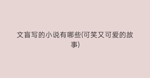 文盲写的小说有哪些(可笑又可爱的故事)