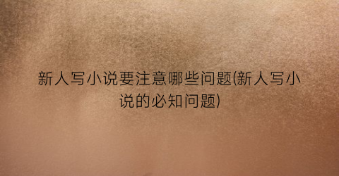 新人写小说要注意哪些问题(新人写小说的必知问题)