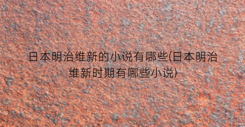 日本明治维新的小说有哪些(日本明治维新时期有哪些小说)