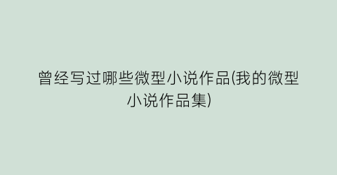 曾经写过哪些微型小说作品(我的微型小说作品集)