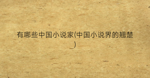 有哪些中国小说家(中国小说界的翘楚)