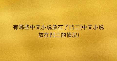 有哪些中文小说放在了凹三(中文小说放在凹三的情况)