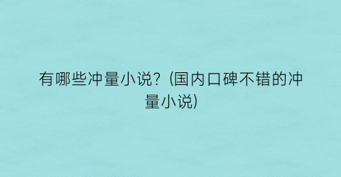 有哪些冲量小说？(国内口碑不错的冲量小说)
