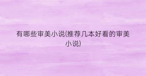 有哪些审美小说(推荐几本好看的审美小说)