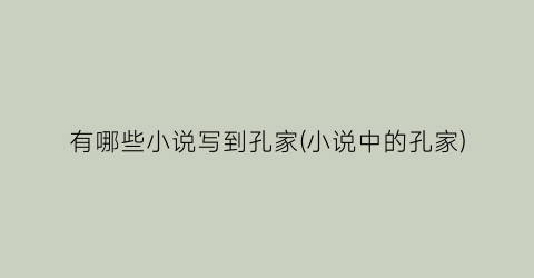 有哪些小说写到孔家(小说中的孔家)