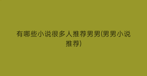 有哪些小说很多人推荐男男(男男小说推荐)