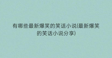 有哪些最新爆笑的笑话小说(最新爆笑的笑话小说分享)