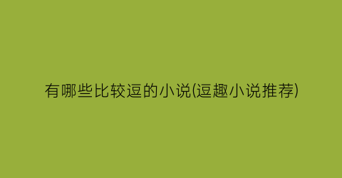 有哪些比较逗的小说(逗趣小说推荐)