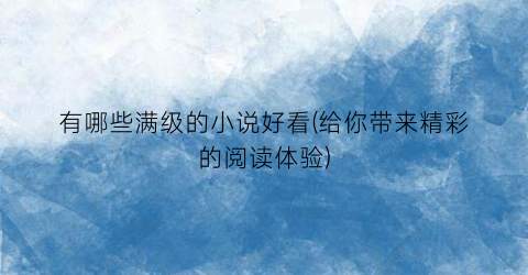 有哪些满级的小说好看(给你带来精彩的阅读体验)