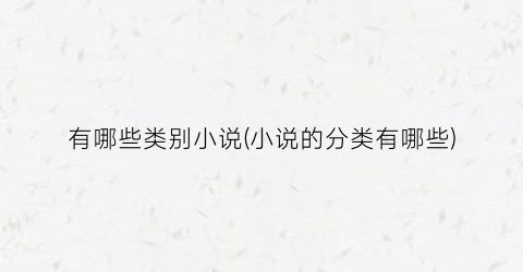 有哪些类别小说(小说的分类有哪些)