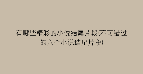 有哪些精彩的小说结尾片段(不可错过的六个小说结尾片段)