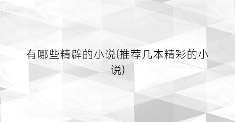 有哪些精辟的小说(推荐几本精彩的小说)