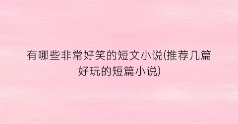 有哪些非常好笑的短文小说(推荐几篇好玩的短篇小说)