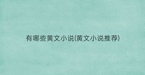 有哪些黄文小说(黄文小说推荐)