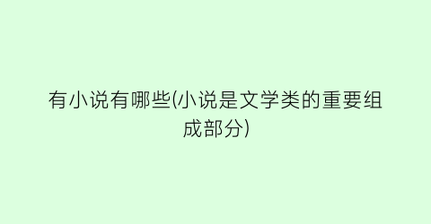 有小说有哪些(小说是文学类的重要组成部分)