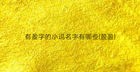 有盈字的小说名字有哪些(盈盈)