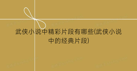 武侠小说中精彩片段有哪些(武侠小说中的经典片段)