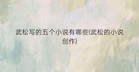 武松写的五个小说有哪些(武松的小说创作)