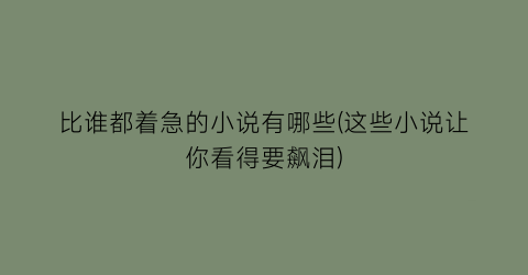 比谁都着急的小说有哪些(这些小说让你看得要飙泪)