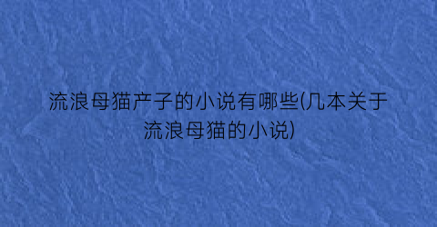 流浪母猫产子的小说有哪些(几本关于流浪母猫的小说)