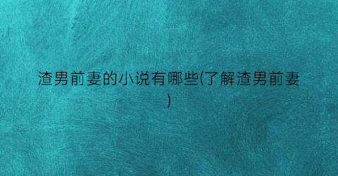 渣男前妻的小说有哪些(了解渣男前妻)