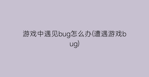 “游戏中遇见bug怎么办(遭遇游戏bug)