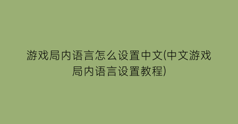 “游戏局内语言怎么设置中文(中文游戏局内语言设置教程)