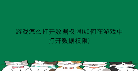 游戏怎么打开数据权限(如何在游戏中打开数据权限)