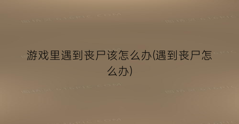 游戏里遇到丧尸该怎么办(遇到丧尸怎么办)