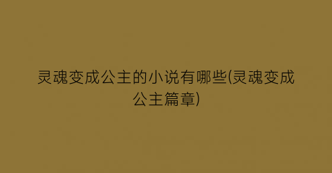 灵魂变成公主的小说有哪些(灵魂变成公主篇章)