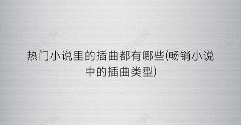 热门小说里的插曲都有哪些(畅销小说中的插曲类型)