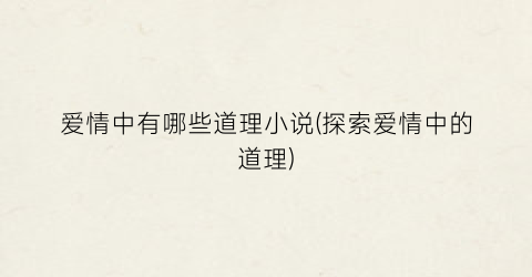 爱情中有哪些道理小说(探索爱情中的道理)