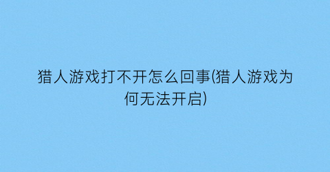 猎人游戏打不开怎么回事(猎人游戏为何无法开启)