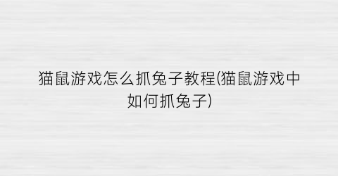 “猫鼠游戏怎么抓兔子教程(猫鼠游戏中如何抓兔子)