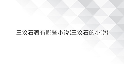 王汶石著有哪些小说(王汶石的小说)