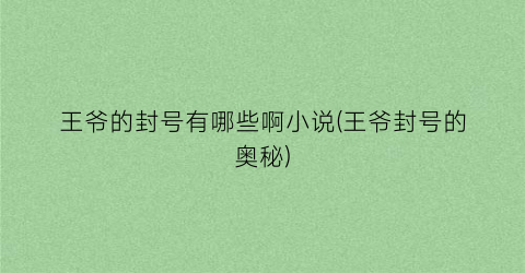 王爷的封号有哪些啊小说(王爷封号的奥秘)
