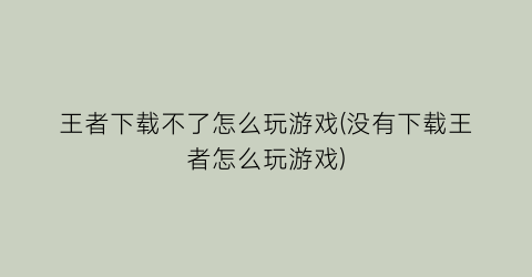 王者下载不了怎么玩游戏(没有下载王者怎么玩游戏)