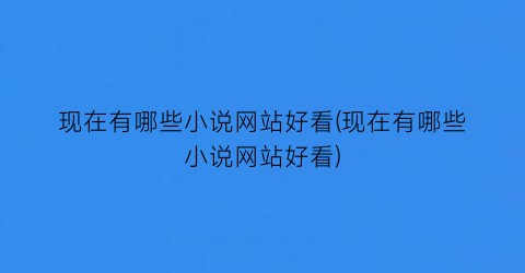 现在有哪些小说网站好看(现在有哪些小说网站好看)