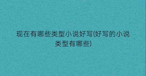 现在有哪些类型小说好写(好写的小说类型有哪些)