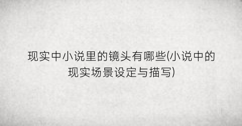 现实中小说里的镜头有哪些(小说中的现实场景设定与描写)