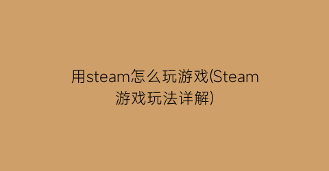 用steam怎么玩游戏(Steam游戏玩法详解)