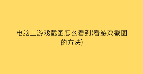 电脑上游戏截图怎么看到(看游戏截图的方法)