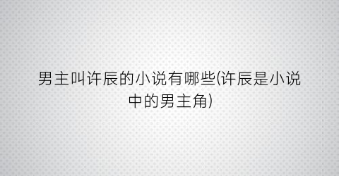 男主叫许辰的小说有哪些(许辰是小说中的男主角)