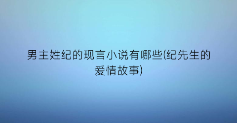 男主姓纪的现言小说有哪些(纪先生的爱情故事)