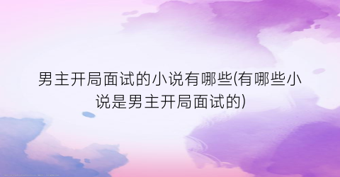 男主开局面试的小说有哪些(有哪些小说是男主开局面试的)